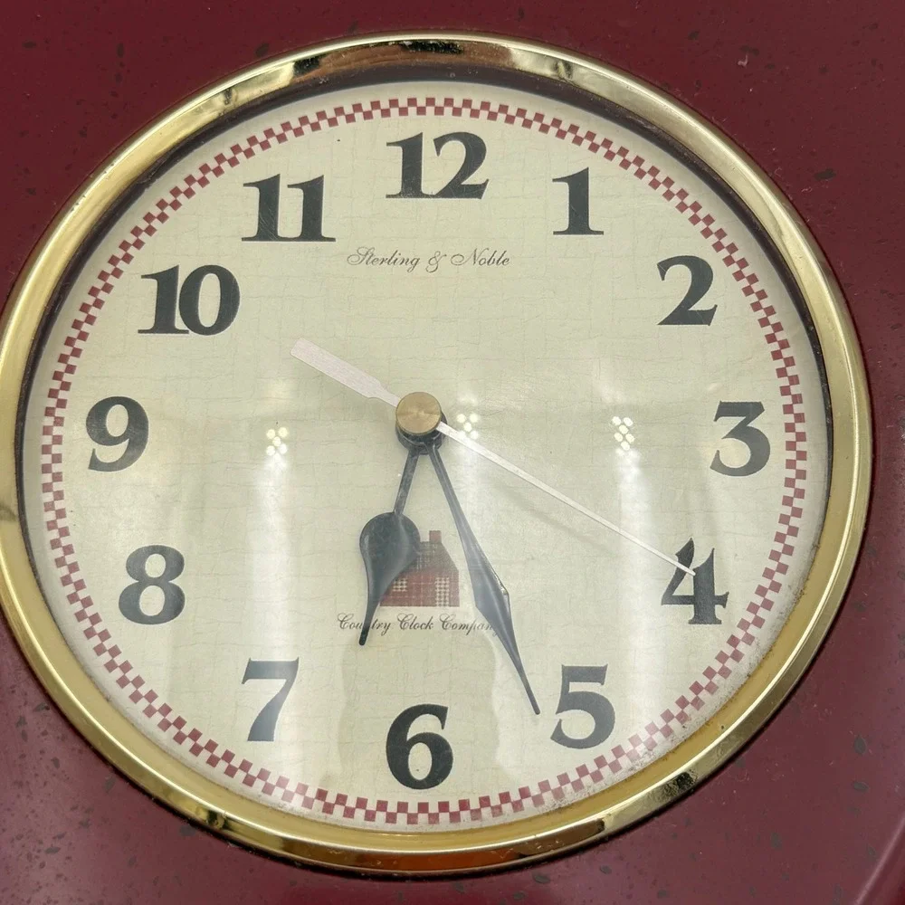 Sterling & Noble Red Apple Wall Clock Country Clock Company Farmhouse Decor